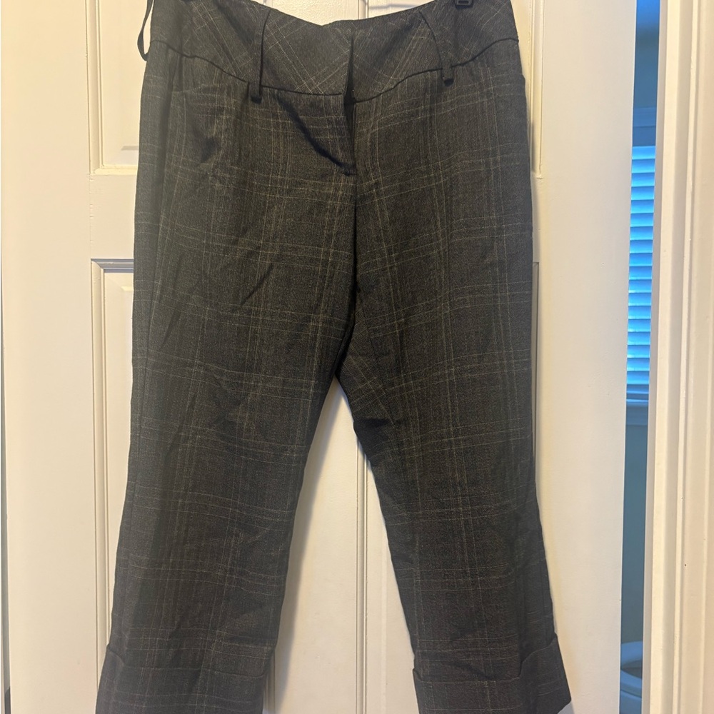 Express Editor Black and Brown Plaid Trousers